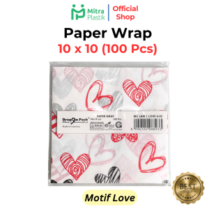 Kertas Nasi Motif 10x10 cm Paper Wrap 100 pcs Printing Laminasi Food Grade Burger Dragon Pack Koran Roti Love