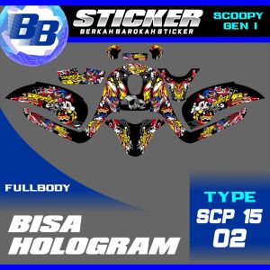 Decal Scoopy BISA HOLOGRAM Full Body Full Blok Dekal Sticker Scoopy FI 2013 2014 2015 2016 Scp 15