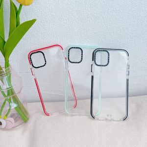 เคส iPhone ซิลิโคนนุ่ม เคสใส เคสเหลี่ยมกันกระแทก กล้อง สีลูกกวาด สำหรับ iPhone7/8/7P/XR/11/12/13/13PRO/13PROMAX#034