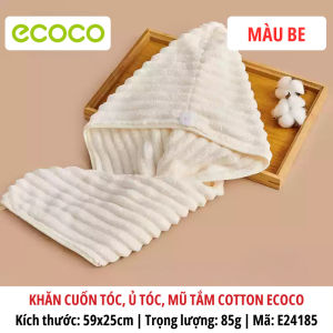 Khăn cuốn tóc ủ tóc mũ tắm cotton ECOCO kháng khuẩn siêu thấm hút cao cấp Khăn lau mềm mịn an toàn cho da thế hệ mới