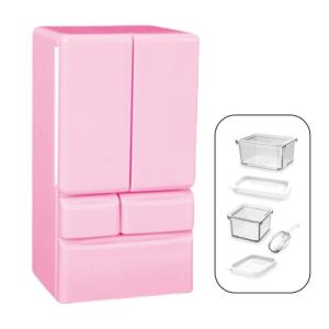 Miniature Double Door Refrigerator Toy For Kids Pretend Play Realistic Functional Design for Dollhouses Kitchen Display