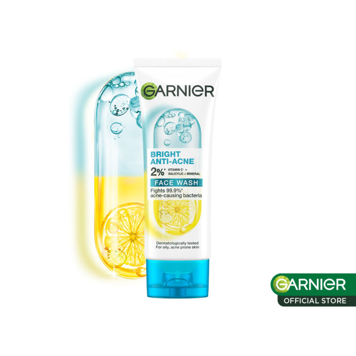 Garnier Bright Complete 3-in-1 Anti Acne Facial Cleanser Skin Care - 100ml