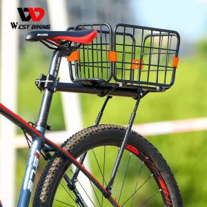 WEST BIKING Bicycle Rack 75KG Bicycle Luggage Carrier Rear Cargo Rack With Basket Stand 26-27.5 Aluminum Alloy MTB Bike Rear Shelf Cycling Racks