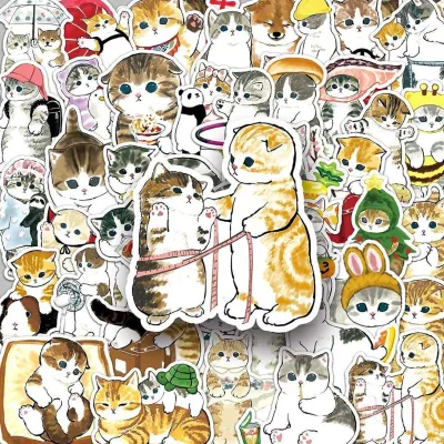 50/10Pcs Funny Cute Cat Cartoon Graffiti Waterproof Stickers For DIY Phones Laptop Notebook Guitar Bike Car Helmet Decoration Decal