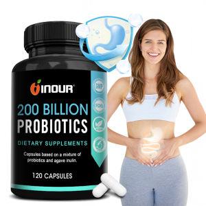 Probiotics 200 Billion CFUs Capsules with Agave Inulin Vegan Delayed Release Gut Health
