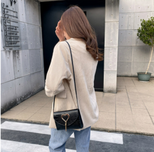 (MG)Women Korea Fashion Square Love Shape Tote Sling Bag Lady Casual Crossbody Shoulder Handbag Beg Tangan Wanita Murah
