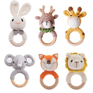 Baby Crochet Animal Rattle Wooden Toys for Children BPA Free Wood Rattle Baby Teether Stroller Game Educational Toy Newborn Gift2026