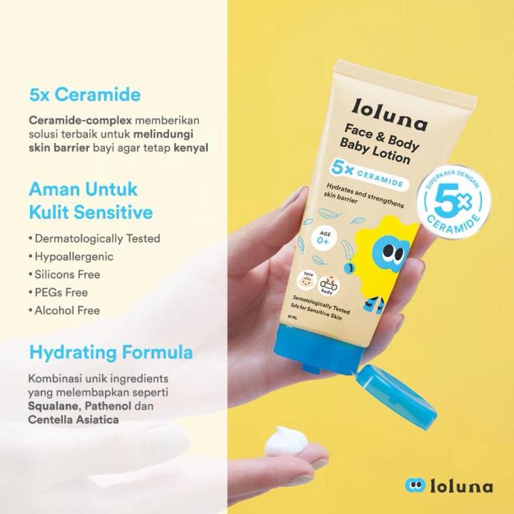 LOLUNA%20Face%20&%20Body%20Baby%20Lotion%20-%20Lotion%20Krim%20Muka%20dan%20Badan%2080ml%20200ml%20Bayi%20dan%20Anak/%20Krim%20untuk%20Newborn/%205x%20Ceramide/%20Melembapkan%20Kulit%20Wajah%20&%20Badan/%20Perawatan%20Kulit%20Kering%20dan%20Sensitif%20-%20Image%204