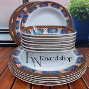 PAKET LENGKAP 12 PCS ISI 6 PIRING 6 MANGKUK MELAMIN KEMBANG TEBAL KUAT DAN TERLARIS