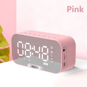Goojodoq Wireless Bluetooth Speaker Multifunction LED Digital Dual Jam Alarm Clock Salon Bluetooth Speakers With FM Radio Mirror Wireless Music Box Bass Stereo