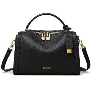 2026 Large - Capacity PU Tote Bag: White with Brown Handle and Strap | Barangan Berkualiti Reka Bentuk Praktikal Mudah Guna