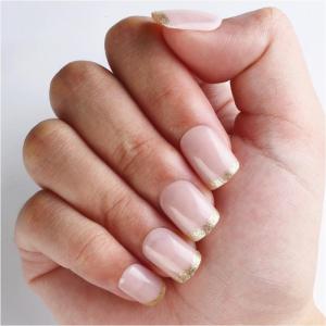 24 Pcs đầu mũi của Pháp Stick Trên Móng Tay Bóng móng tay giả Ngắn Vuông Báo Chí Trên Móng Tay Tái Sử Dụng Nhân Tạo móng tay Acrylic