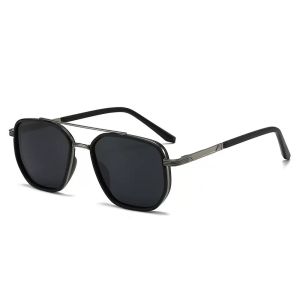 AU Mens semi-metal square frame sunglasses TR90 Reflective lenses 2025 New stylish retro sunglasses for women directly from the manufacturer