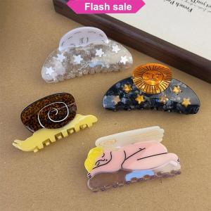 SHENHAO2🎀 Sáng Tạo Vui Acetate Hướng Dương Sao Ốc Tóc Clip Claw Cho Phụ Nữ Thời Trung Cổ Mặt Trời Nữ Cá Mập Kẹp Tóc Phụ Kiện Tóc Công Cụ