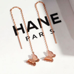 OYJR ต่างหูโซ่ผีเสื้อ สแตนเลส 18k สีทอง อาบน้ำไม่ต้องถอด ไม่ลอกดำ ต่างหูแฟชั่น ผญ