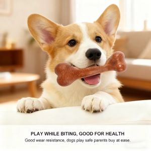 METALIX Indestructible Simulation Dog Bone Anti-Bite Natural Non-Toxic Pet Chewbone Portable Chew Toy Puppy Teething Chew Toy For Small Medium Large Dogs