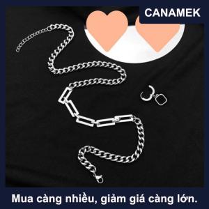 【CANAMEK】 Sáng Tạo Hip-Hop Thủy Triều Thương Hiệu Đơn Giản Màu Đen Vuông Bông Tai Mặt Dây Chuyền Vòng Cổ Của Nam Giới Dual-Sử Dụng Thiết Kế Thép Không Gỉ Khâu Vòng Cổ