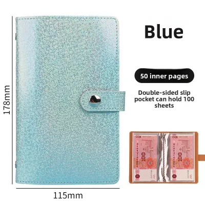 100 Envelopes Money Saving Binder Password Lock PU Leather Waterproof Large Capacity Cash Book
