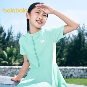 Balabala Girls Swimsuit Childrens Swimsuit Sun Protection One Piece Swimsuit Medium And Small Childrens Letter Print Cute Cute Trend