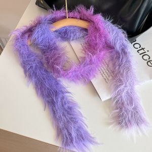 GONG4 Gothic Punk Narrow Long Scarf Harajuku Subculture Y2K Faux Fur Scarf Trendy Casual Choker Streamer Girl
