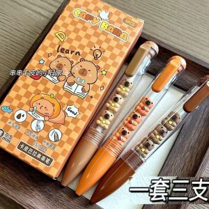 3Pcs/Lot 2026 New Creative Capybara DIY Gel Pen Cute 0.5mm Black Ink Neutral Pens Promotional Gift Office School Supplies