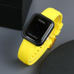 Box Exclusive Jam Tangan Fos Digital Persegi Hitam VA-548HA / Jam Tangan Fashion Wanita Tali Rubber Diameter 35 cm