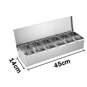 6 IN 1 Seasoning Box Stainless Steel Combination Seasoning Jar Condiments Container Set with Spoon