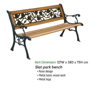 Furniture Outdoor Park Bench | Metal Frame | Chair Models: Rose | All Wood Slat | Angel | Sunflower | fntr