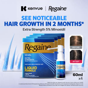 [Bundle of 4] Regaine Extra Strength Minoxidil Topical Solution 5% W/V Minoxidil Stop Hair Loss & Regrow Hair Solution 60ml
