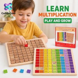 Wooden Montessori Multiplication Board 1-10 Times Table Counting Number Learning Toy Early Education Math Practice Tool For Kids Home Classroom Activities