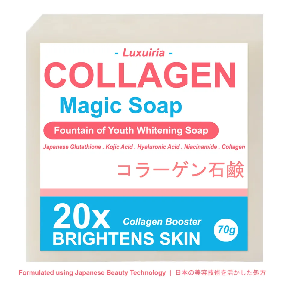 Luxuiria Collagen Magic Soap - Fountain of Youth Whitening Milk Soap with  Japanese Glutathione, Kojic Acid, Collagen Booster, Hyaluronic Acid and  Niacinamide 70g