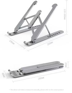 Aluminum Laptop Stand for Work/Study - Foldable & Height Adjustable Cooling Rack (Fits MacBook/Dell/HP Stable for Bed/Desk)
