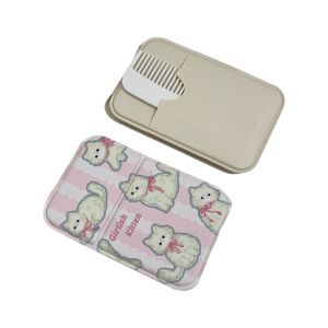NBANLIKE PU Leather Cute  Stand Mirror Tulip Flower Bowknot Dog Cat Vanity Mirror Small Easy To Carry Pocket Make-up Mirror Girls Gift
