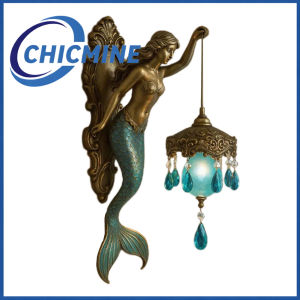 Chicmine Resin Angel Statue Wall Lamp Battery Powered Soft Warm Light Vintage Crystal Decor Wall Sconce Home Bedroom Living Room Hallway Art Decoration Night Light