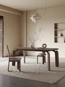 Silent Style Solid Wood Dining Table Household Small Apartment Modern Simple White Wax Wood Minimalist Nordic Matte Slate Dining Table