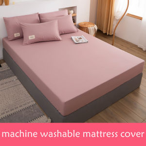 1pc Soft Fitted Sheet with Elastic Band 100% Polyester Plain Solid Bed Sheet Cover-Wrinkle Fade Stain and Abrasion Resistant bed cover