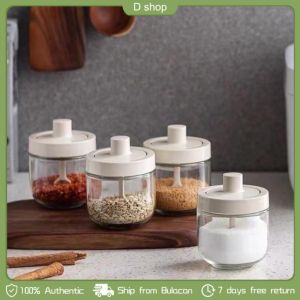 Kitchen Seasoning Spoon Bottle Jar Organizer Oil Pot Bottle Seasoning Container with Spoon for Salt Sugar Pepper Seasoning Condiment Bottle
