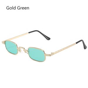 NOBLELYN Retro Candy Color Metal Frame UV400 Protection Punk Sun Glasses Shades Small Rectangle Sunglasses