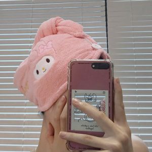Sanrio Soft Hello Kitty Kuromi My Melody Towels Shower Cap Towel Bath Hats for Women Dry Hair Cap Quick Drying Soft for Girl Towel
