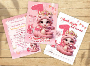 Combo 30 Thiệp mời thôi nôi cho bé tuổi Rắn dễ thương (Vui lòng đọc kỹ mô tả) SIZE 11 X15CM