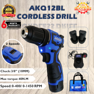 AKAIDO Brushless Cordless Drill 3/8" (10MM) 40N.M Small & Super Power Powerful Drill High Quality for Industrial Use
