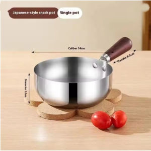Stainless Steel Cooking Noodle Pot Pasta Pot Wooden Handle with Glass Cover Multi Usage Food Pot