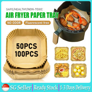 [SG Stock] 50/100Pcs Square Air Fryer Paper Tray Air Fryer Disposable Paper Liner Oilproof Baking Paper Air Fryer Oilproof Parchment Paper Air Fryer Liners CNY Gift Present