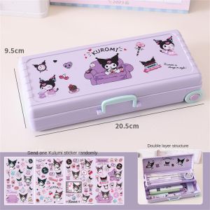 VIVOLILV Sanrio Cartoon Stationery Box Kuromira Style Pencil Box Stationery Box Double Layer Soft Portable Durable Stationery Bag Student And Childrens Stationery Supplies