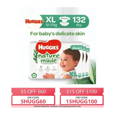 Huggies Platinum Naturemade XL 44s Tape Diapers Case (Packaging may vary)