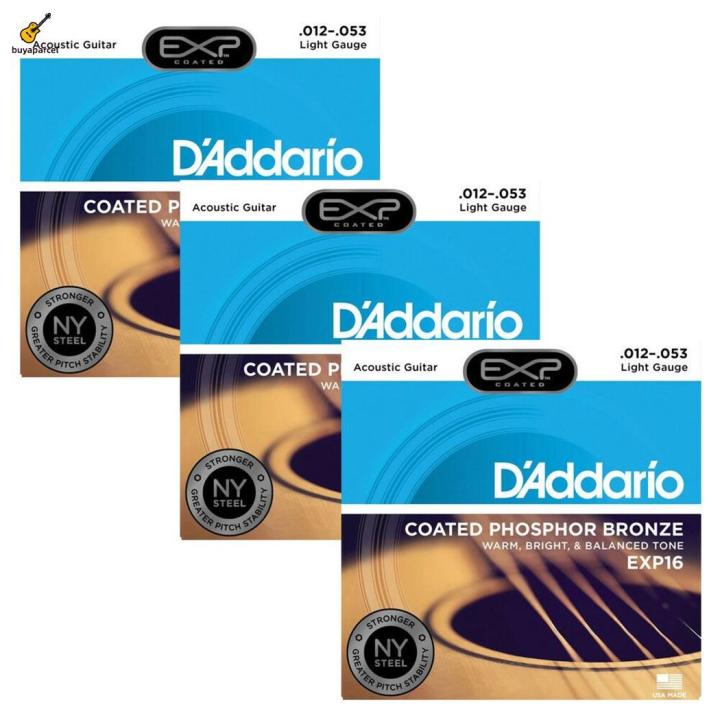 【BYPL】 D'addario EXP16 Coated Light Acoustic Guitar Strings Warm and