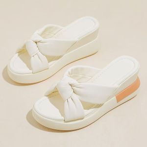 Free Shipping WomenS Summer Outdoor Slippers New Style Thick-Soled Wedge-Heeled Fashionable Suitable For Commuting And Casual Wear One-Strap Beach Sandals With Thick Soles
