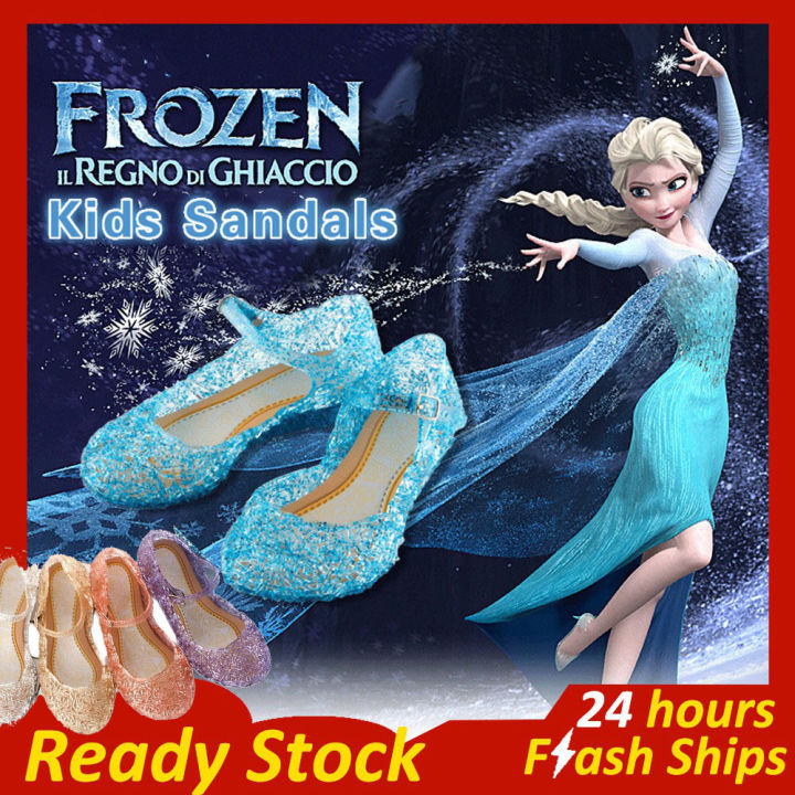 2023 Kids Frozen Sandals Crystal Jelly Children Shoes Costume Footwear