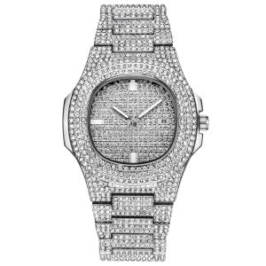 Keloheart trendy Bling Micro pave Cubic Zircon Iced Out Watches Hip Hop For Mens Jewelry watch for man Casual Watches