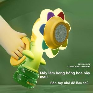 Máy bong bóng tự động hình cây hoa hướng dương nhảy múa đồ chơi máy bắn bóng cầm tay phát sáng bảy màu